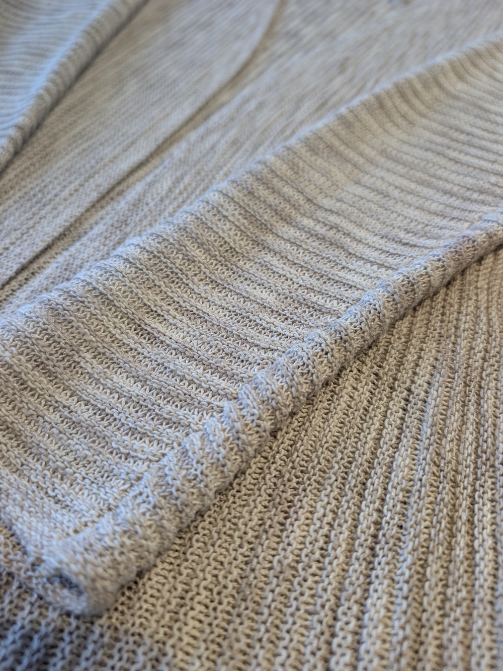 Open-Front Cardigan Light Beige Ribbed - Picture 2 of 4